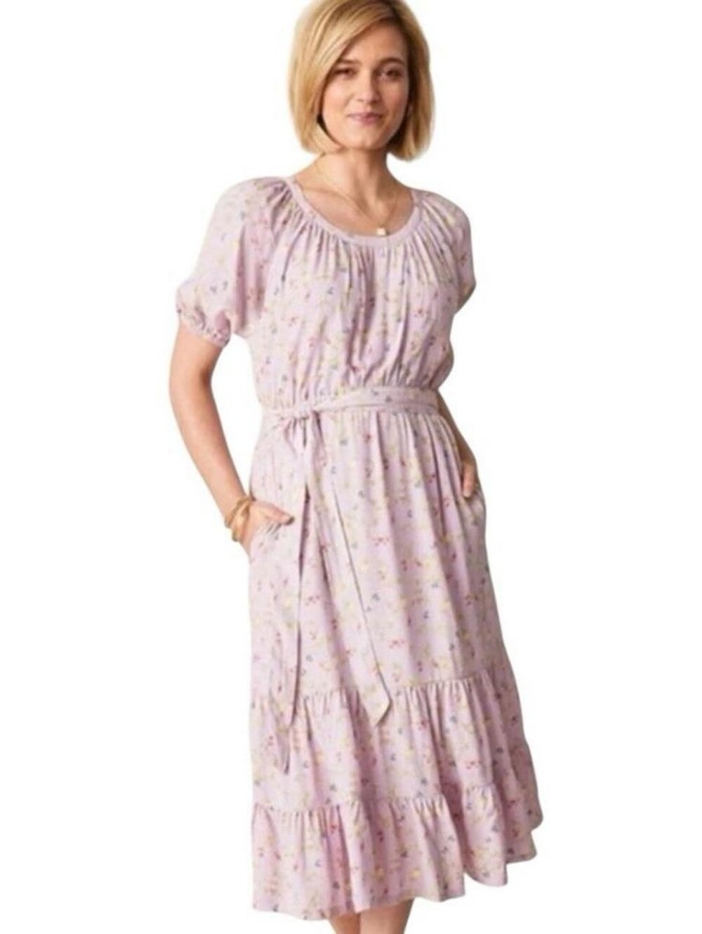 Matilda Jane Midi Dress M NWT Artist Floral Purple $98 Short Sleeves